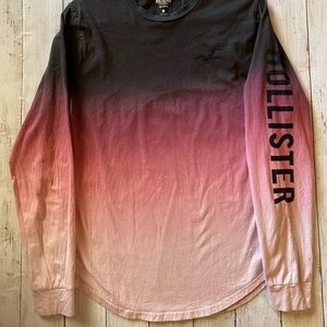 Men’s Hollister long sleeve T-shirt.  Size large. Ombré black to light pink.